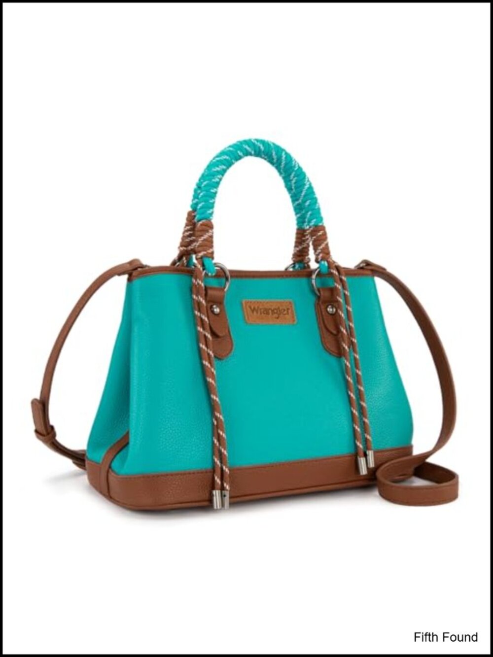 Vegan Leather Satchel Tote Bag with Braided Rope Top Handle and Adjustable